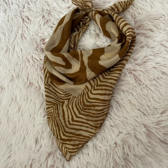VINTAGE Animal Print Scarf Brown Shades - Picture 3 of 5